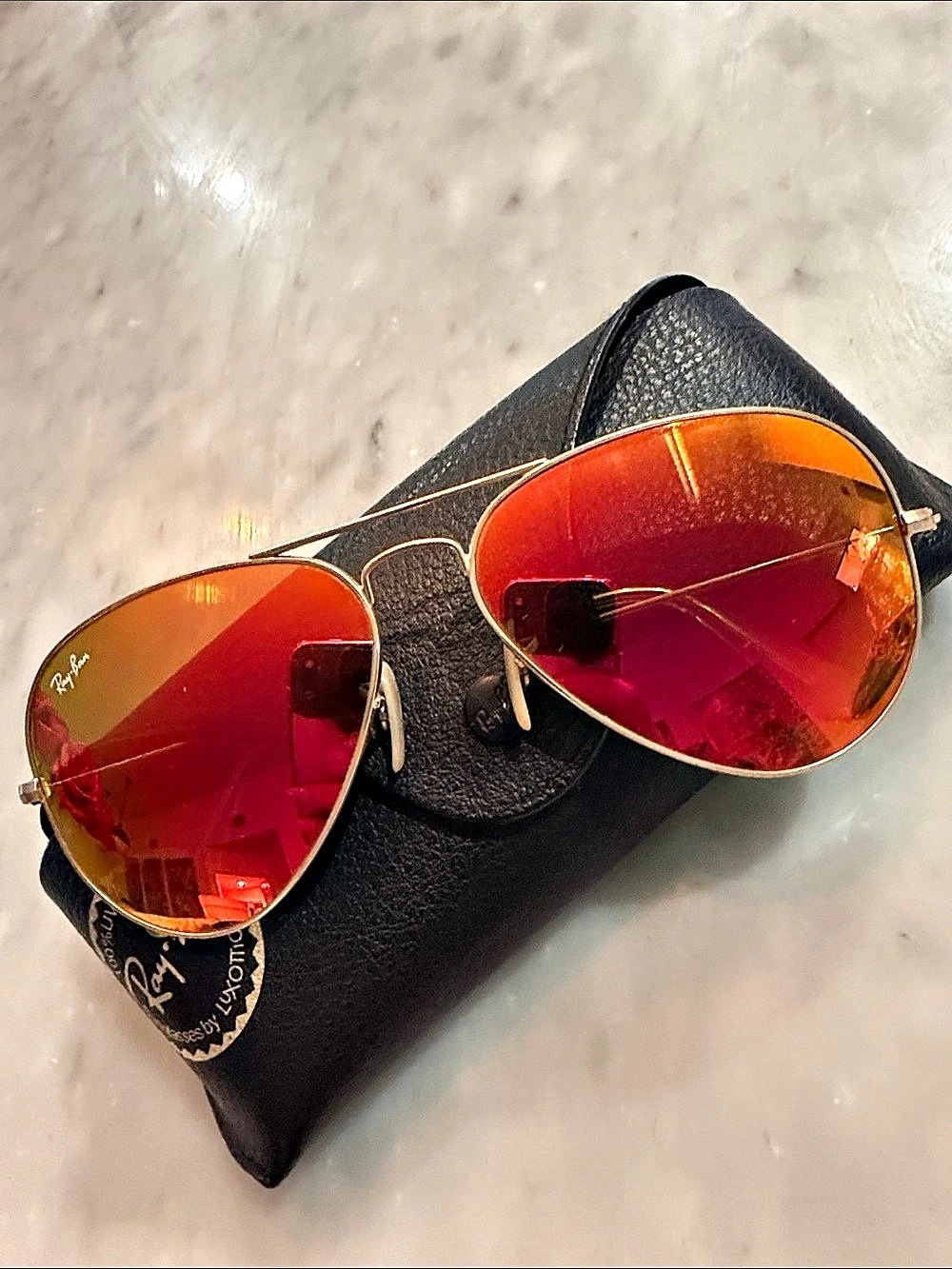 Ray-Ban Aviator Sunglasses Gold & Red